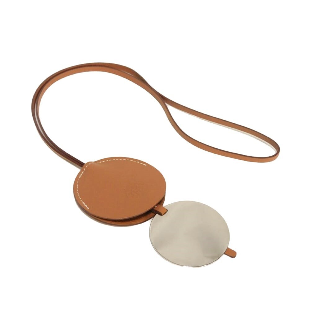 Hermes HERMES Necklace Miroir Mirror Pendant Duc Brown Clochette H Mark Veau ...